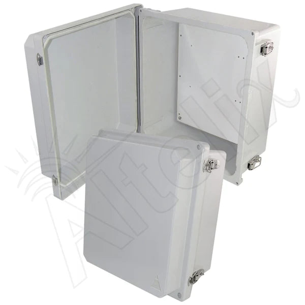 Altelix 14x12x8 Fiberglass Weatherproof NEMA 4X Enclosure with Blank Aluminum Mounting Plate