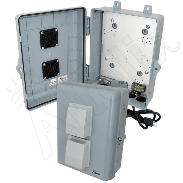 Altelix 12x9x5 PC+ABS Weatherproof Vented Utility Box NEMA Enclosure with 120 VAC Power Terminal & Power Cord