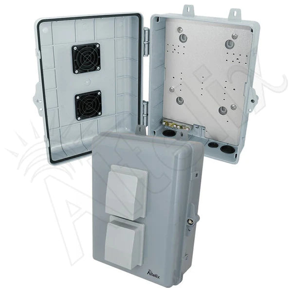 Altelix 12x9x5 PC+ABS Weatherproof Vented Utility Box NEMA Enclosure with Hinged Door and Aluminum Mounting Plate