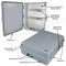 Altelix 17x14x6 PC + ABS Weatherproof DIN Rail NEMA Enclosure with Hinged Door