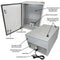 Altelix 24x16x12 NEMA 4X Steel Weatherproof Enclosure with 120 VAC Outlets and Power Cord