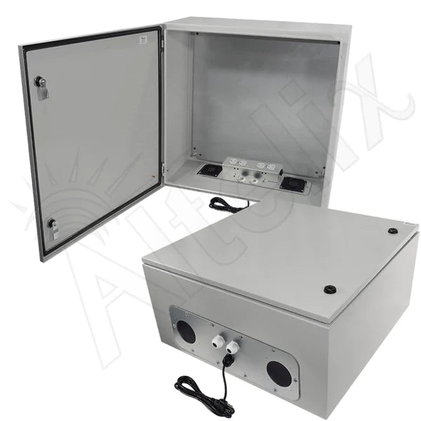 Altelix 24x20x12 Vented Steel Weatherproof NEMA Enclosure with 120 VAC Outlets and Power Cord