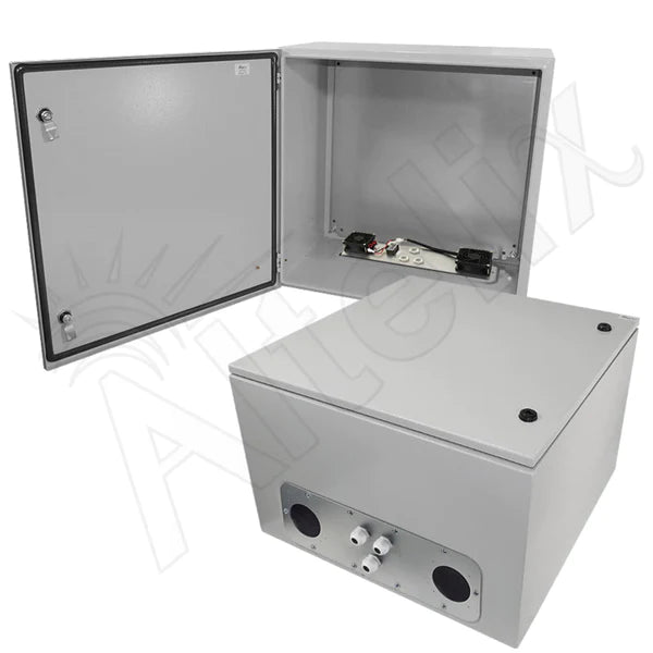 Altelix 24x24x24 Steel Weatherproof NEMA Enclosure with Dual 12 VDC Cooling Fans