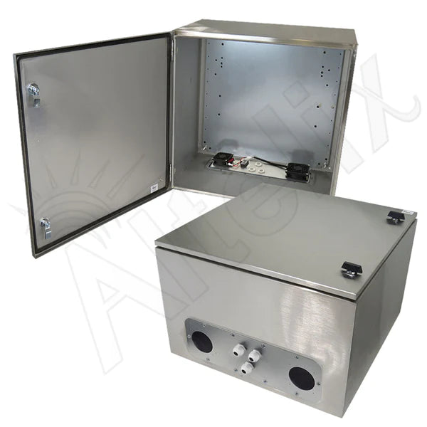 Altelix 24x24x16 Stainless Steel Weatherproof NEMA Enclosure with Dual 24 VDC Cooling Fans