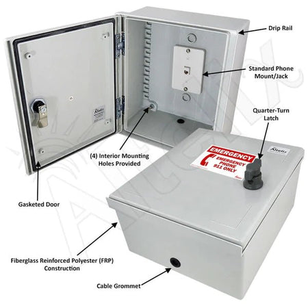 Glass Call Box Altelix 12x10x6 Fiberglass Outdoor Weatherproof NEMA 3X Phone Call Box ...