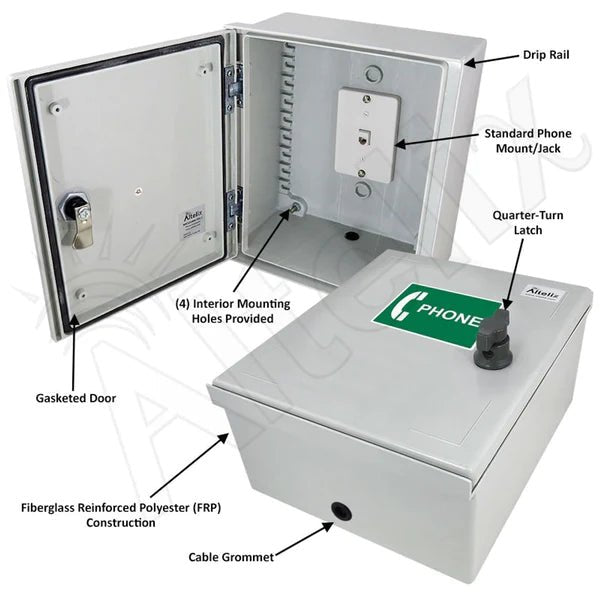Altelix 12x10x6 Fiberglass Outdoor Weatherproof NEMA 3X Phone Call Box ...