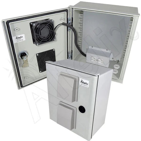 Altelix 12x10x6 Vented Fiberglass Weatherproof NEMA Enclosure with Cooling Fan & 120 VAC Outlets - Nema Supply