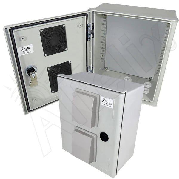 Altelix 12x10x6 Vented Fiberglass Weatherproof NEMA Enclosure with Steel Equipment Mounting Plate - Nema Supply