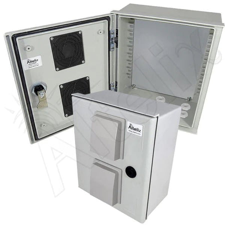 Altelix 12x10x6 Vented Fiberglass Weatherproof NEMA Enclosure with Steel Equipment Mounting Plate - Nema Supply