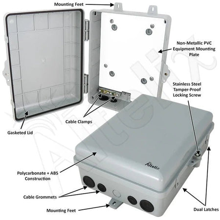 Altelix 12x9x5 IP66 NEMA 4X PC+ABS Indoor / Outdoor RF Transparent WiFi Access Point Enclosure with PVC Non - Metallic Equipment Mounting Plate - Nema Supply