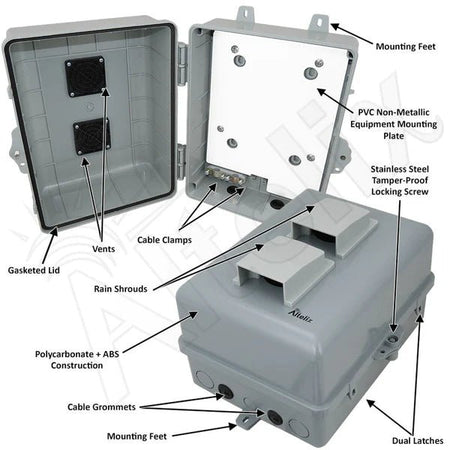 Altelix 12x9x7 Vented PC+ABS Indoor / Outdoor RF Transparent WiFi Access Point Enclosure with PVC Non - Metallic Equipment Mounting Plate - Nema Supply