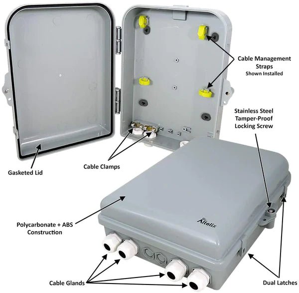 Altelix 13x10x4 IP66 NEMA 4X PC+ABS Weatherproof Utility Box with Hinged Door - Nema Supply
