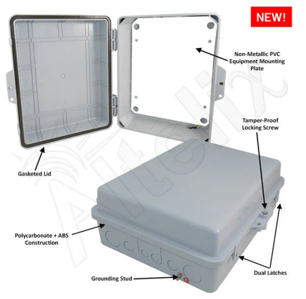 Altelix 14x11x5 Polycarbonate + ABS Indoor / Outdoor RF Transparent WiFi Enclosure with PVC Non - Metallic Equipment Mounting Plate - Nema Supply