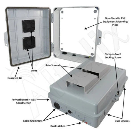 Altelix 14x11x5 Vented Polycarbonate + ABS Indoor / Outdoor RF Transparent WiFi Access Point Enclosure with PVC Non - Metallic Equipment Mounting Plate - Nema Supply