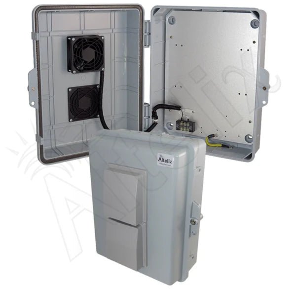 Altelix 14x11x5 Vented Polycarbonate + ABS Weatherproof NEMA Enclosure with 24 VDC Cooling Fan - Nema Supply