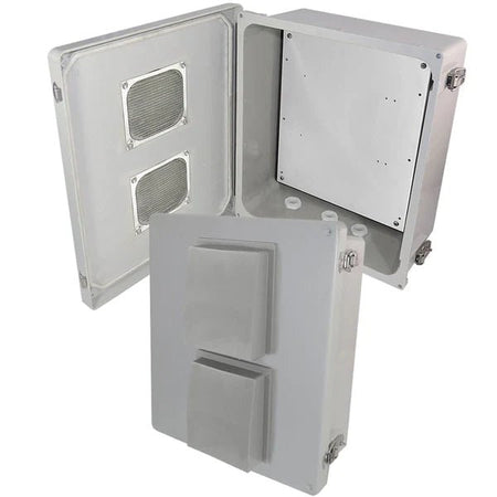 Altelix 14x12x6 Fiberglass Vented Weatherproof NEMA Enclosure with Blank Aluminum Mounting Plate - Nema Supply