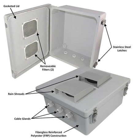 Altelix 14x12x6 Fiberglass Weatherproof Vented NEMA Enclosure - Nema Supply