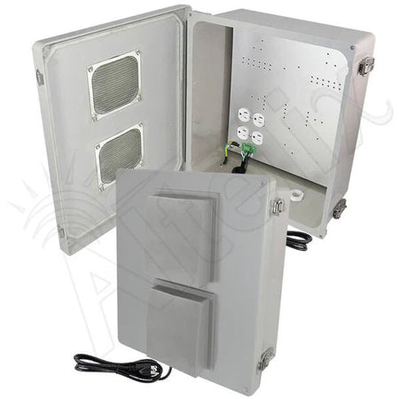 Altelix 14x12x6 Fiberglass Weatherproof Vented NEMA Enclosure with 120 VAC Outlets & Power Cord - Nema Supply