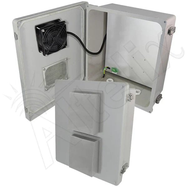 Altelix 14x12x6 Fiberglass Weatherproof Vented NEMA Enclosure with 24 VDC Cooling Fan - Nema Supply