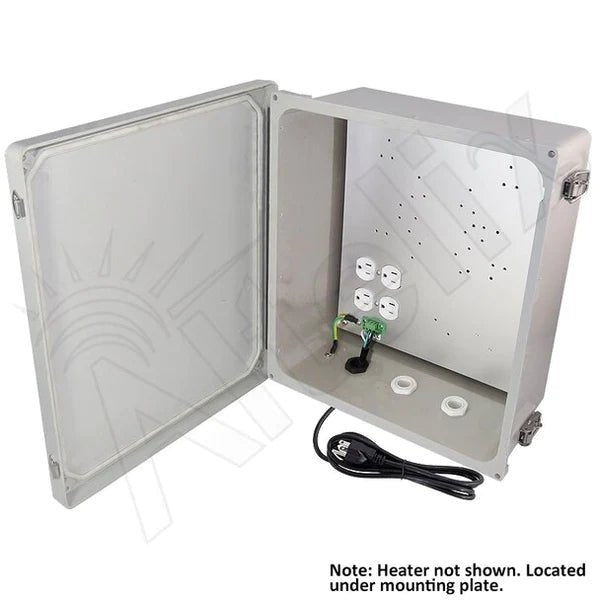 Altelix 14x12x6 Fiberglass Weatherproof Vented NEMA Enclosure with Cooling Fan, 120 VAC Outlets & Power Cord - Nema Supply