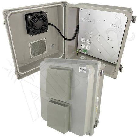 Altelix 14x12x8 Fiberglass Vented & Heated Weatherproof NEMA Enclosure with Cooling Fan 200W Heater 120 VAC Outlets - Nema Supply