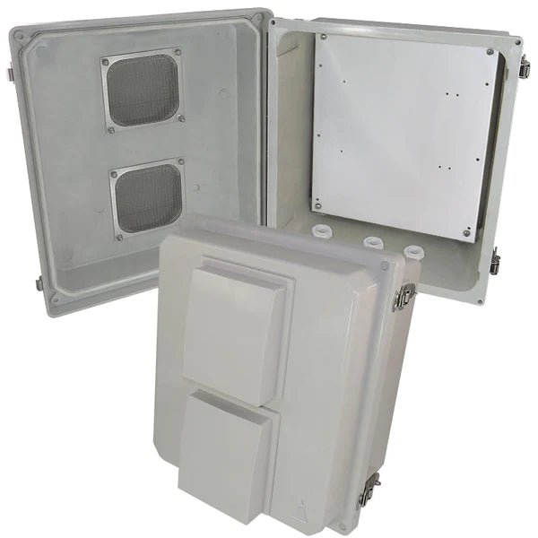 Altelix 14x12x8 Fiberglass Vented Weatherproof NEMA Enclosure with Blank Aluminum Mounting Plate - Nema Supply