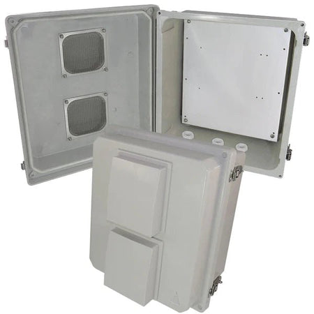 Altelix 14x12x8 Fiberglass Vented Weatherproof NEMA Enclosure with Blank Aluminum Mounting Plate - Nema Supply
