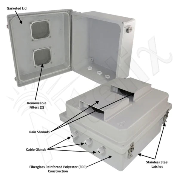 Altelix 14x12x8 Fiberglass Weatherproof Vented NEMA Enclosure - Nema Supply