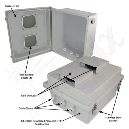 Altelix 14x12x8 Fiberglass Weatherproof Vented NEMA Enclosure - Nema Supply
