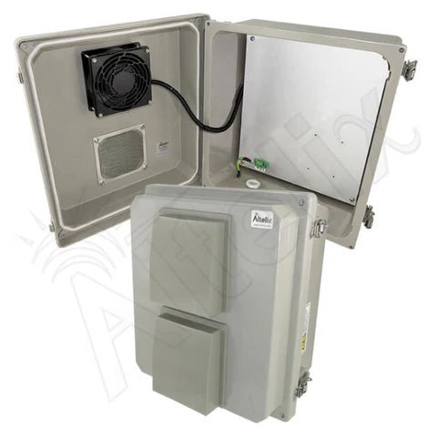 Altelix 14x12x8 Fiberglass Weatherproof Vented NEMA Enclosure with 12 VDC Cooling Fan - Nema Supply