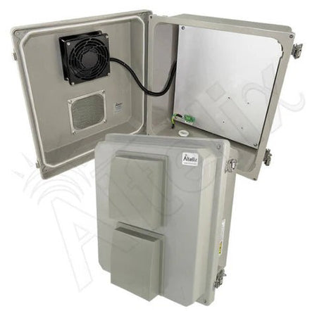 Altelix 14x12x8 Fiberglass Weatherproof Vented NEMA Enclosure with 12 VDC Cooling Fan - Nema Supply