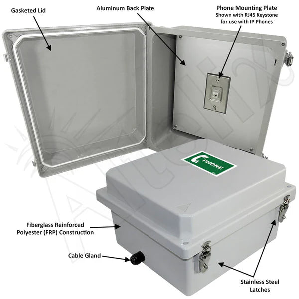 Altelix 14x12x8 NEMA 4X Outdoor Weatherproof IP Phone Call Box with Se ...