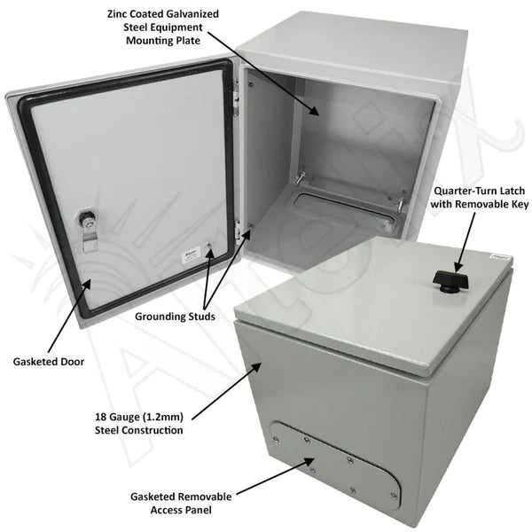 Altelix 16x12x12 NEMA 4X Steel Weatherproof Enclosure with Steel Equipment Mounting Plate - Nema Supply