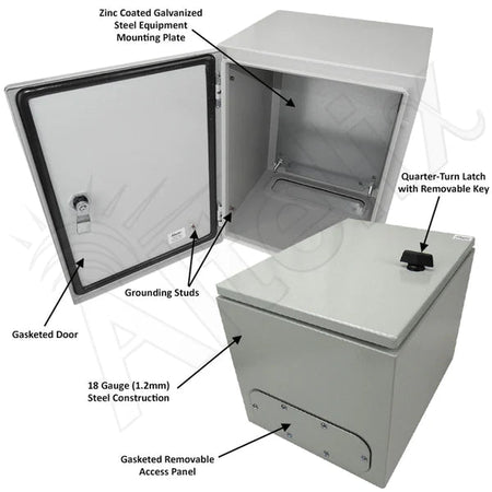 Altelix 16x12x12 NEMA 4X Steel Weatherproof Enclosure with Steel Equipment Mounting Plate - Nema Supply