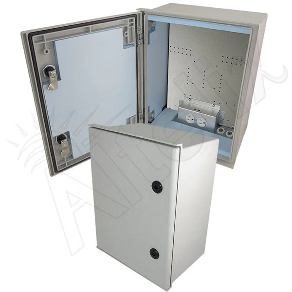 Altelix 16x12x8 Insulated NEMA 4X Fiberglass Heated Weatherproof Enclosure with 200W Heater and 120 VAC Outlets - Nema Supply