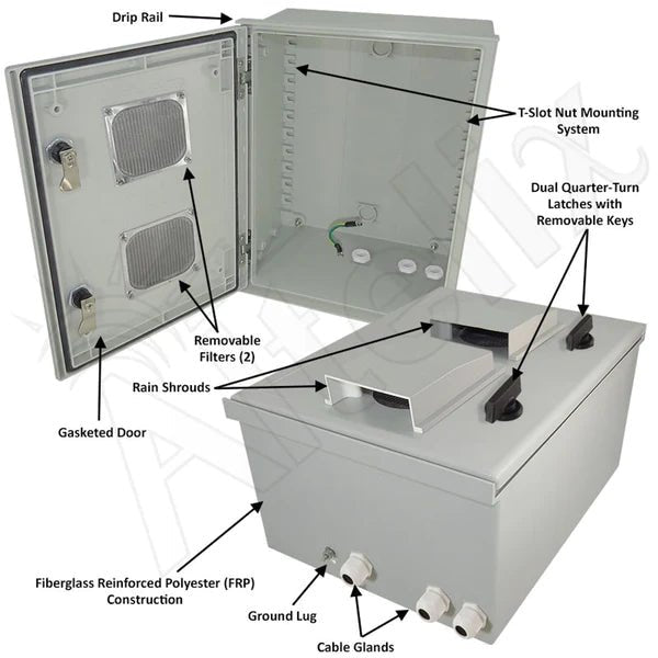 Altelix 16x12x8 Vented Fiberglass Weatherproof NEMA Enclosure - Nema Supply