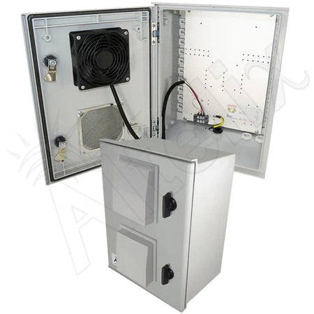 Altelix 16x12x8 Vented Fiberglass Weatherproof NEMA Enclosure with 12 VDC Cooling Fan - Nema Supply