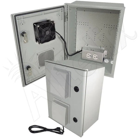Altelix 16x12x8 Vented Fiberglass Weatherproof NEMA Enclosure with 120 VAC Outlets, 200W Heater & 85Â°F Turn - On Cooling Fan - Nema Supply