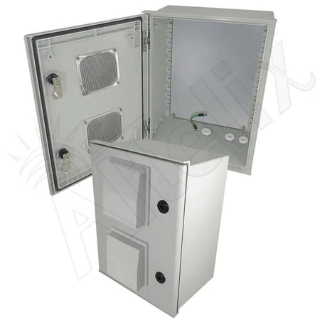 Altelix 16x12x8 Vented Fiberglass Weatherproof NEMA Enclosure with Blank Steel Equipment Mounting Plate - Nema Supply