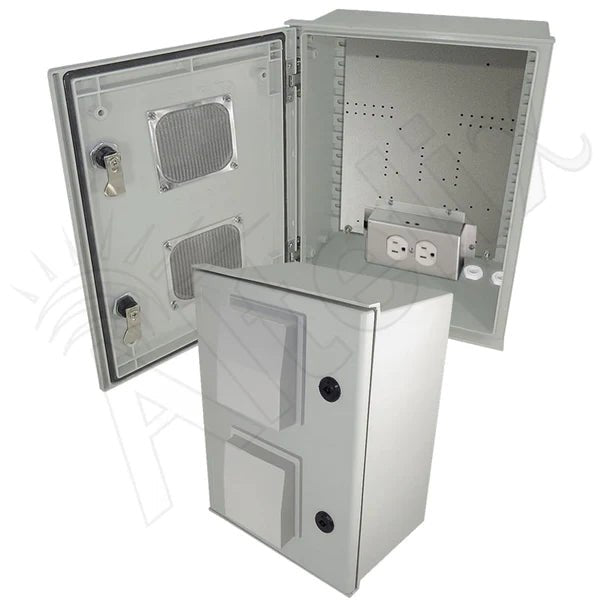 Altelix 16x12x8 Vented Fiberglass Weatherproof NEMA Enclosure with Equipment Mounting Plate & 120 VAC Outlets - Nema Supply
