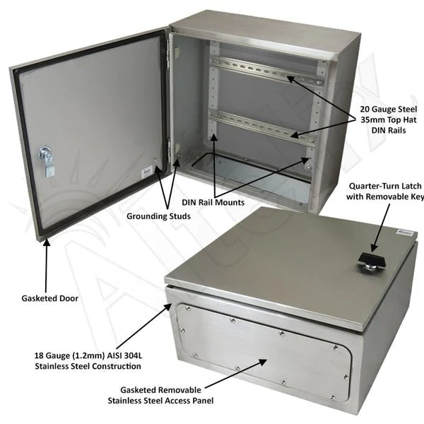 Altelix 16x16x8 Industrial DIN Rail NEMA 4X Stainless Steel Weatherproof Enclosure - Nema Supply