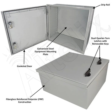 Altelix 16x16x8 NEMA 3X Fiberglass Weatherproof Enclosure with Blank Steel Equipment Mounting Plate - Nema Supply