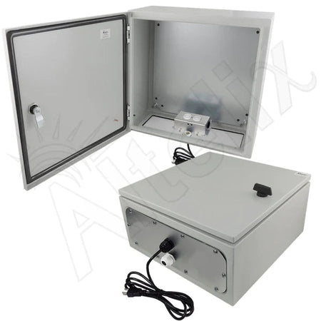 Altelix 16x16x8 NEMA 4X Steel Weatherproof Enclosure with 120 VAC Outlets and Power Cord - Nema Supply