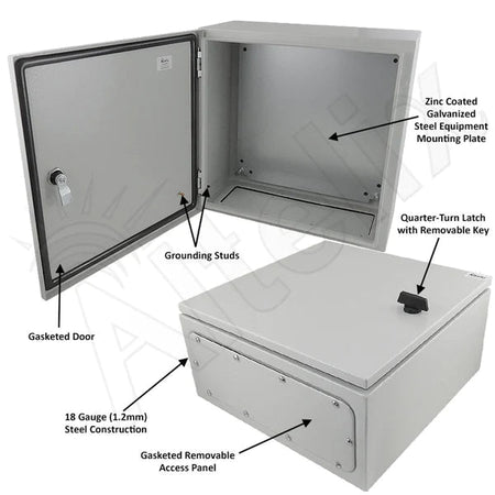 Altelix 16x16x8 NEMA 4X Steel Weatherproof Enclosure with Steel Equipment Mounting Plate - Nema Supply
