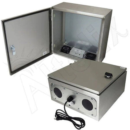 Altelix 16x16x8 Stainless Steel Weatherproof NEMA Enclosure with Dual Cooling Fans, 120 VAC Outlets and Power Cord - Nema Supply