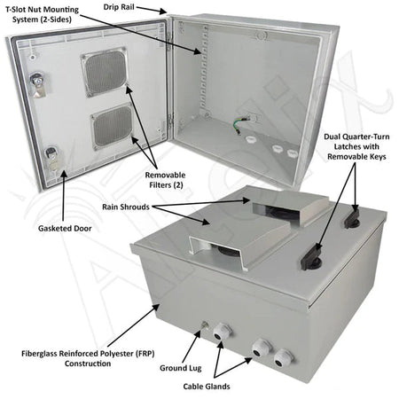 Altelix 16x16x8 Vented Fiberglass Weatherproof NEMA Enclosure - Nema Supply