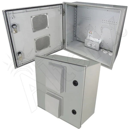 Altelix 16x16x8 Vented Fiberglass Weatherproof NEMA Enclosure with Equipment Mounting Plate & 120 VAC Outlets - Nema Supply