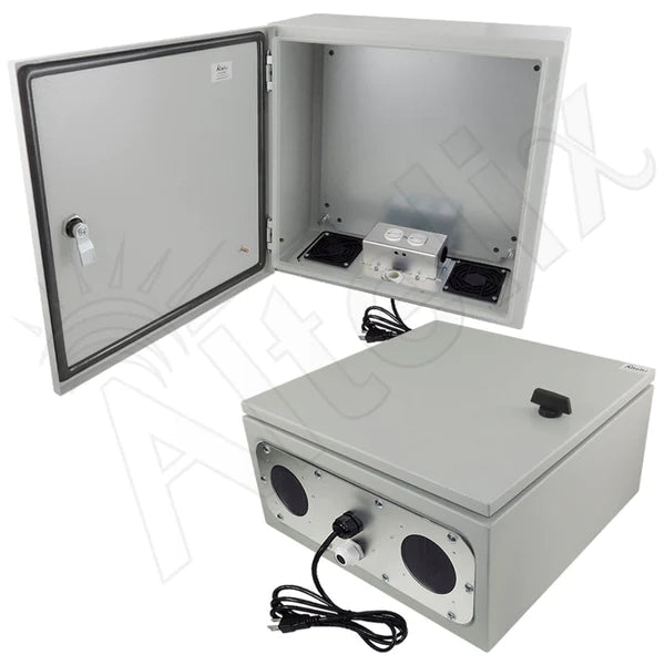 Altelix 16x16x8 Vented Steel Weatherproof NEMA Enclosure with 120 VAC Outlets and Power Cord - Nema Supply
