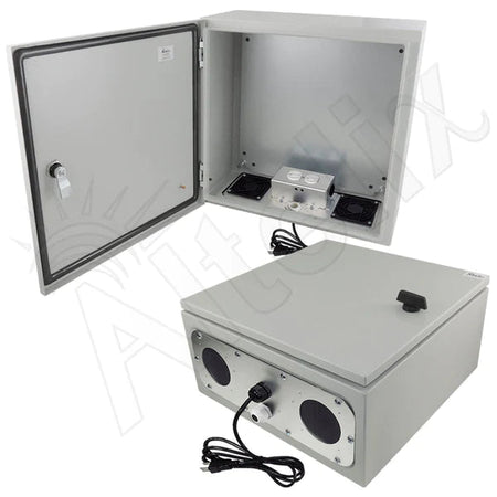 Altelix 16x16x8 Vented Steel Weatherproof NEMA Enclosure with 120 VAC Outlets and Power Cord - Nema Supply