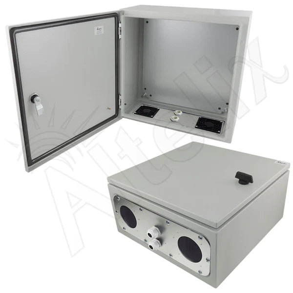 Altelix 16x16x8 Vented Steel Weatherproof NEMA Enclosure with Steel Equipment Mounting Plate - Nema Supply